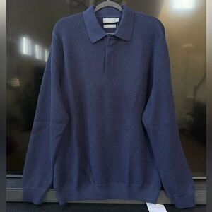 Vintage Talbots Men 100% Alpaca Navy Blue Polo Sweater NWT